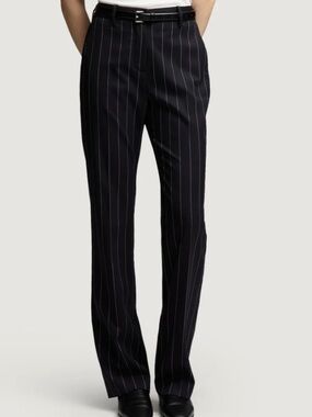 Gap Pinstripe White Grey Straight Leg Trousers 6